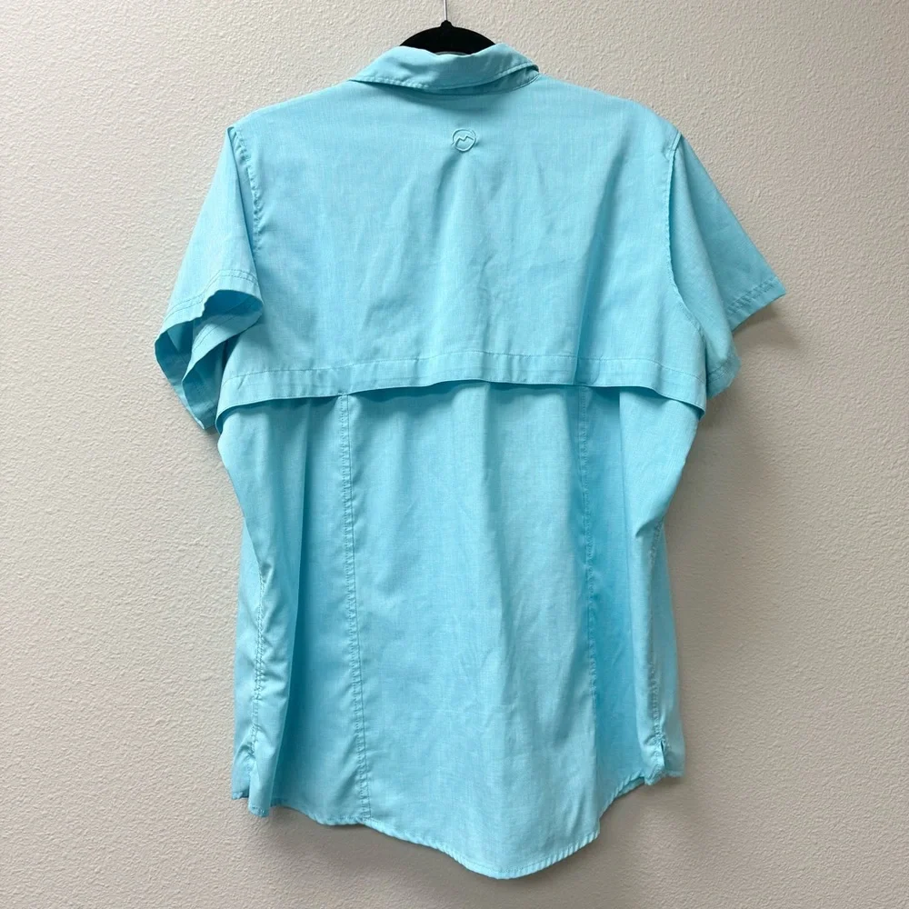 Magellan Outdoors Teal Fishing Shirt 1X Classic Fit Button Down Top - Picture 5 of 8